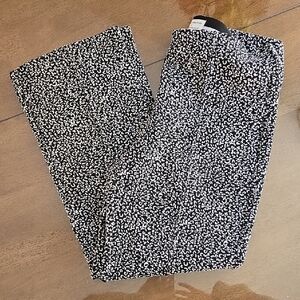 Anthropologie Black and White Crop Flare Pants